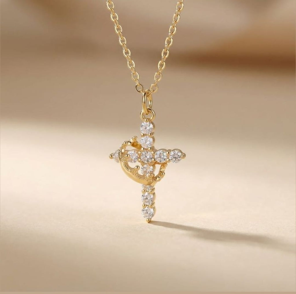 The Crystal Crown Cross Necklace