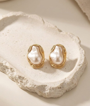 Elowen Molten Baroque Pearl Studs