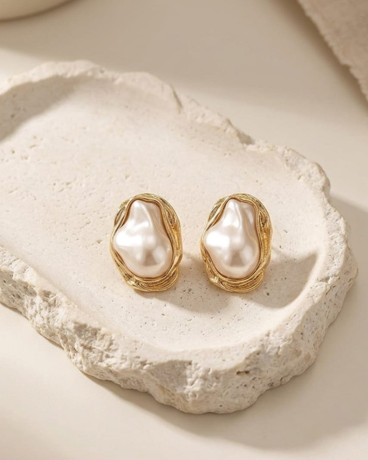 Elowen Molten Baroque Pearl Studs