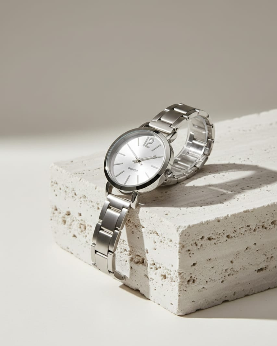 The Aurora Silver Set (Wristwatch and Bracelet)