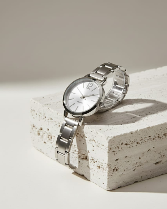 The Aurora Silver Set (Wristwatch and Bracelet)