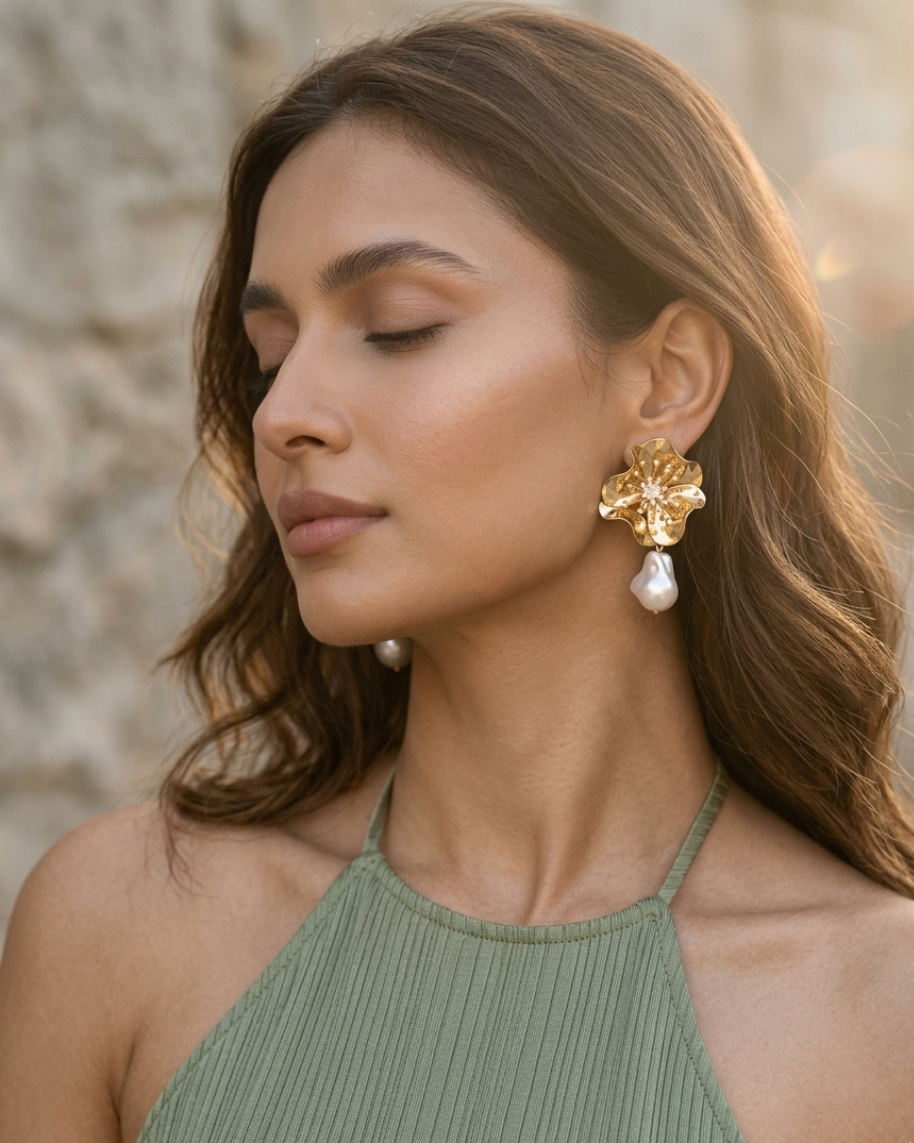 Flora Baroque Pearl Drop Earrings