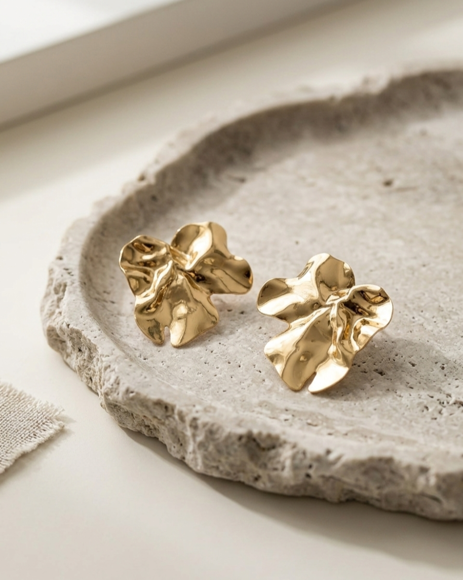 The Liquid Gold Petal Earrings