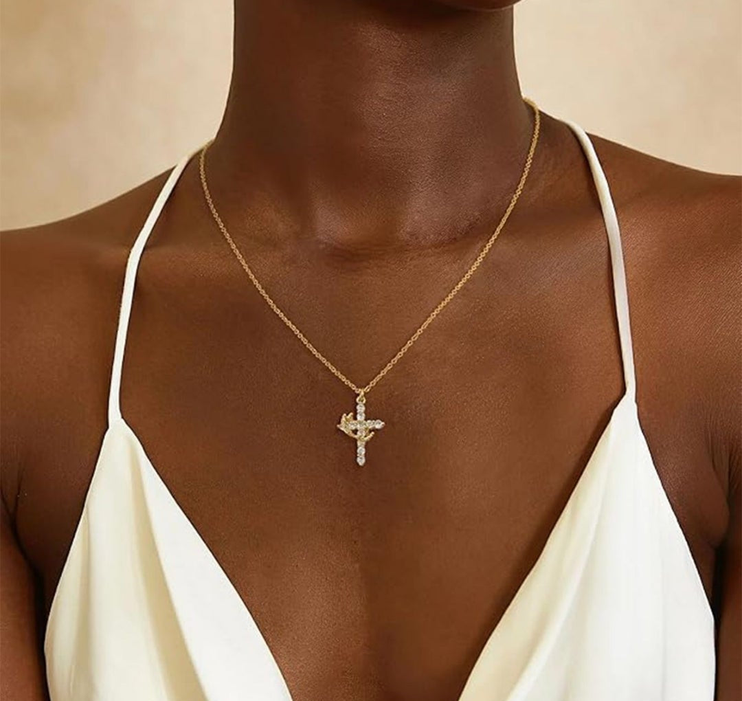 The Crystal Crown Cross Necklace
