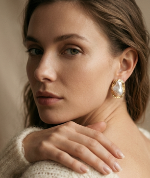 Elowen Molten Baroque Pearl Studs
