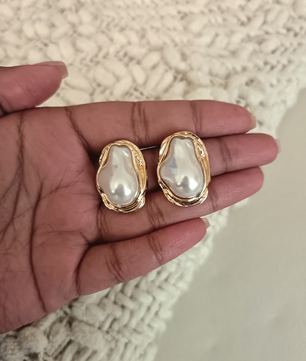 Elowen Molten Baroque Pearl Studs