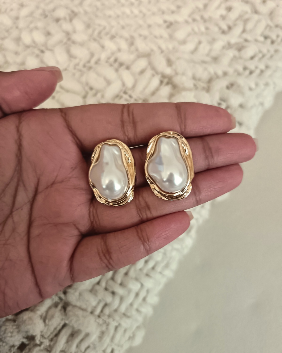 Elowen Molten Baroque Pearl Studs